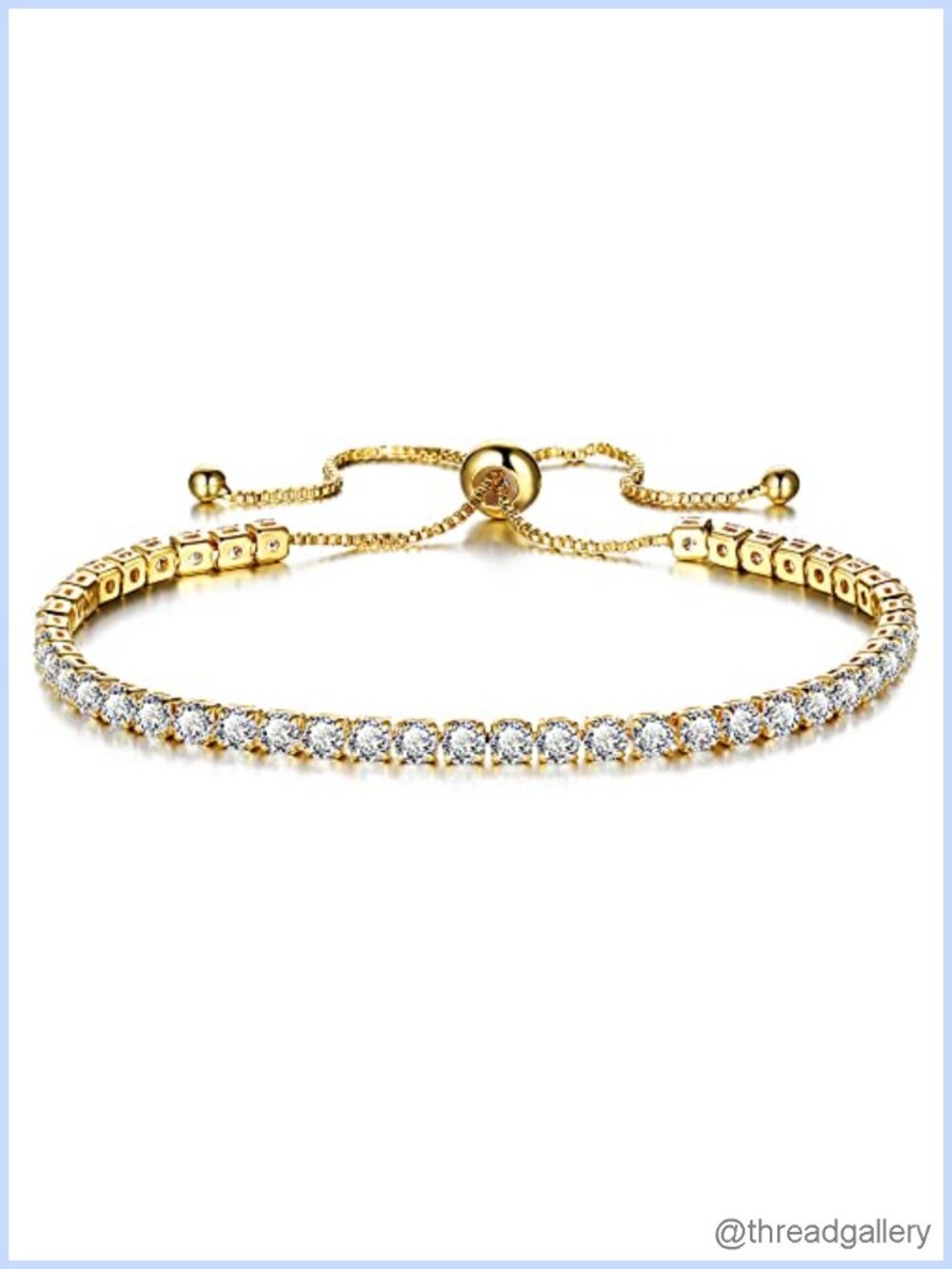 Adjustable Tennis Bracelet 14K Yellow Gold Plated Cubic Zirconia